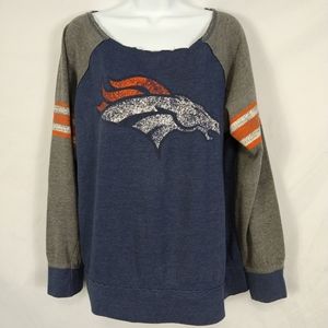 Women's Denver Broncos Long Sleeve Distressed Top Size 2XL